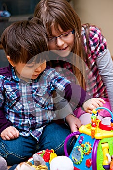 Kids playing with toys