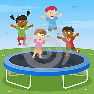 Kids Playing on Trampoline