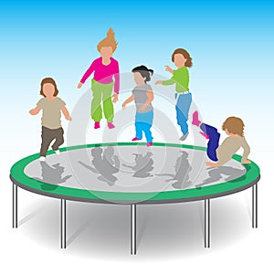 Kids playing trampoline