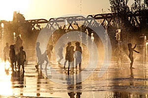 Kids playing with water