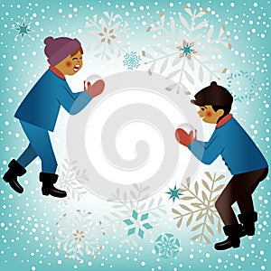 Kids playing winter theme