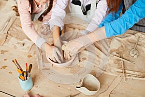 Kids in Pottery Workshop