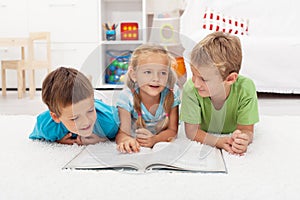 Kids practice reading and story telling