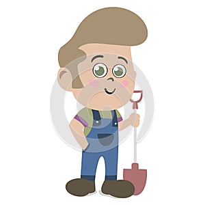 Kids professions Vector. Kid dressed as Farmer. Children in Different walks of life