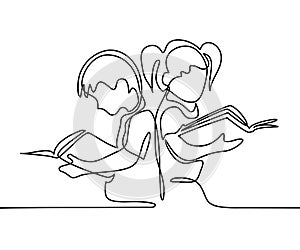 Kids reading books. Back to school concept.