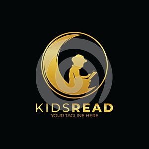 Kids reading logo designs template
