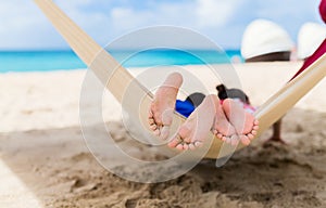 Kids relaxing in hammock