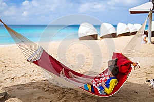 Kids relaxing in hammock