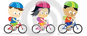 Kids riding bikes photo