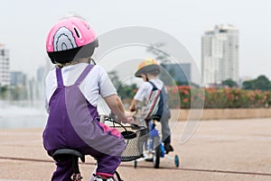 Kids riding bikes