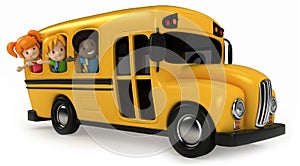 Kids Riding School Bus