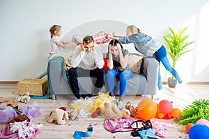 Kids romping at home