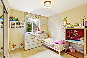 Kids room interior in soft ivory