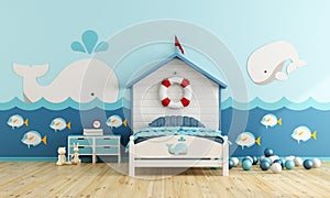 Kids room in marine style photo