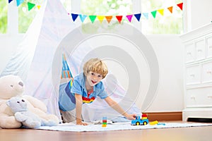 Kids room with teepee tent. Child bedroom