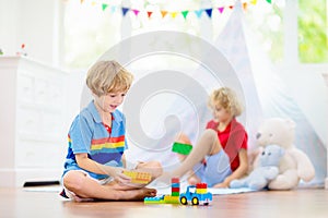 Kids room with teepee tent. Child bedroom