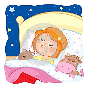 Kids routine actions - sleeping - sweet dreams little girl