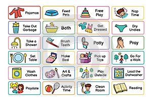 Kids daily routine chores collection. Responsibilities list for the chore chart