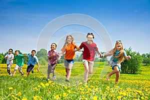 Kids running in the field