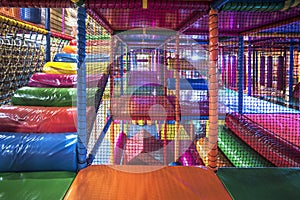 Kids running inside a Colorful indoor playground