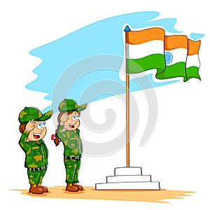 Kids saluting Indian flag