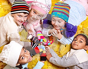 Kids in scarves and hats