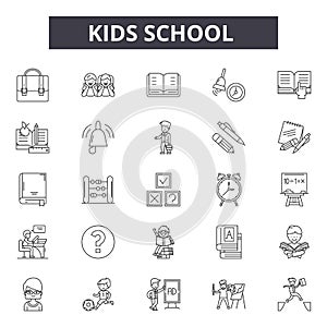 Kids school line icons, signs, vector set, outline illustration concept
