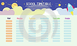 Kids school planner grafis. School timetable for student