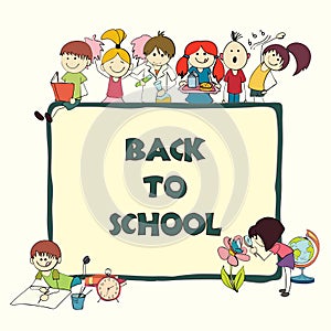 Kids school sketch banner