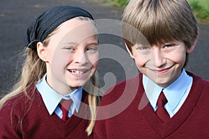 Kids in school uniforms