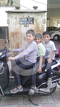 Kids on scooty