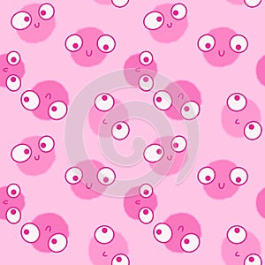 Kids seamless fluffy circle eyes cartoon bolls pattern for fabrics and textiles and linens and wrapping paper