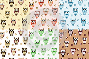 Kids seamless pattern with owls. Owl endless background, texture. Children s backdrop. Vector illustration.