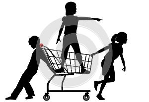 Kids shop cart rolling big shopping spree