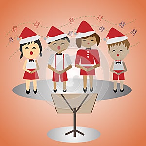 Kids singing in a Christmas party