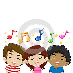 Kids Singing with Music Notes