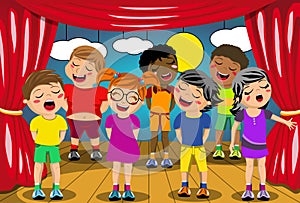 Kids singing stage school play