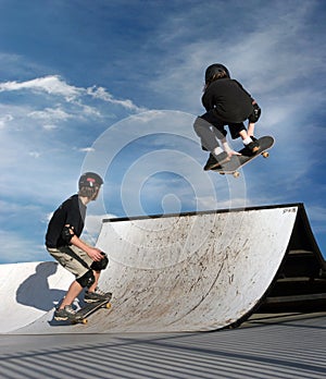 Kids skateboarding