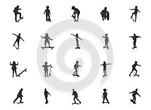 Kids skateboarding silhouette, Skate silhouette, Skateboard silhouettes, Skateboard vector, Child skateboarding silhouettes