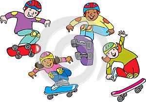 Kids on skateboards