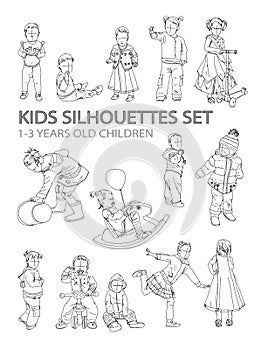 Kids sketch silhouettes