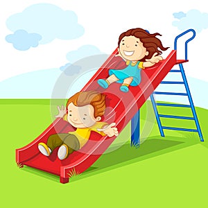 Kids on Slide photo