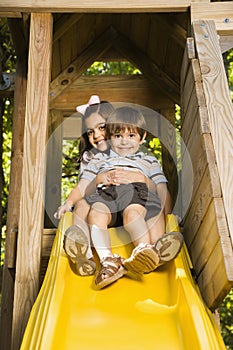 Kids on slide. photo