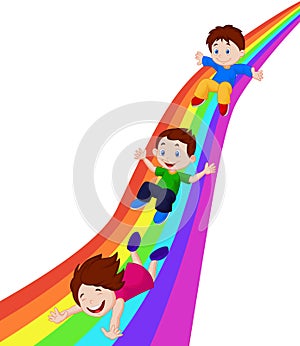 Kids Sliding Down a Rainbow