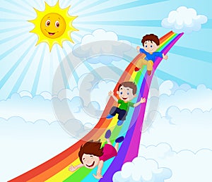 Kids Sliding Down a Rainbow