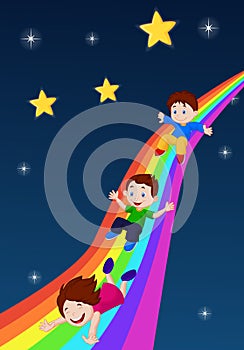 Kids Sliding Down a Rainbow