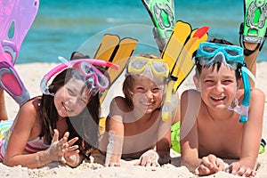 Kids with snorkels photo