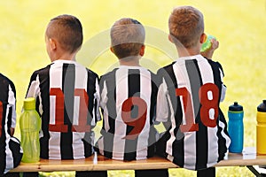 Kids in Soccer Jerseys Play the Junior Soccer League. School Soccer Team. Football Academy Youth Team photo