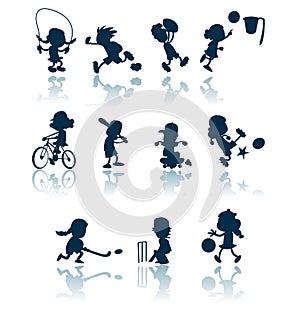 Kids sports silhouettes