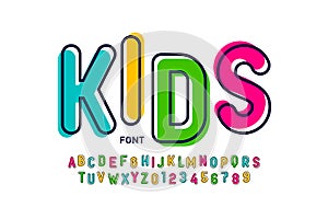 Kids style colorful font, playful alphabet